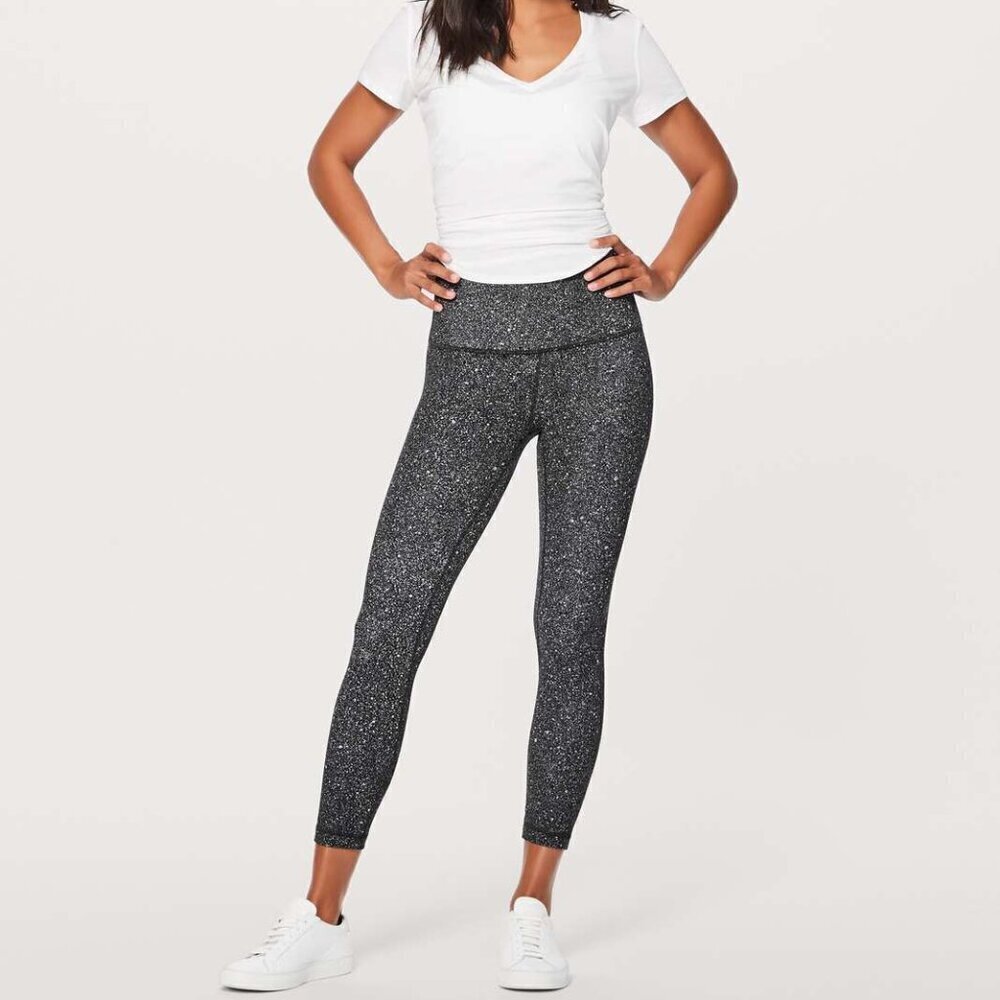 Lululemon Align Pant II (25")- Luminesce Splatter Ice Grey Black- Size 6
